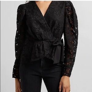 Sexy black lace, long sleeve top